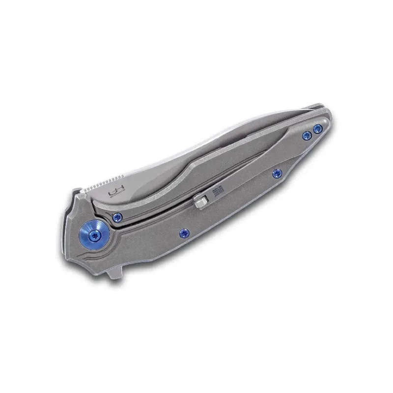WE KNIFE BLUE TI PLAIN BLADE GRAY TITANIUM HANDLE KNIFE  806C