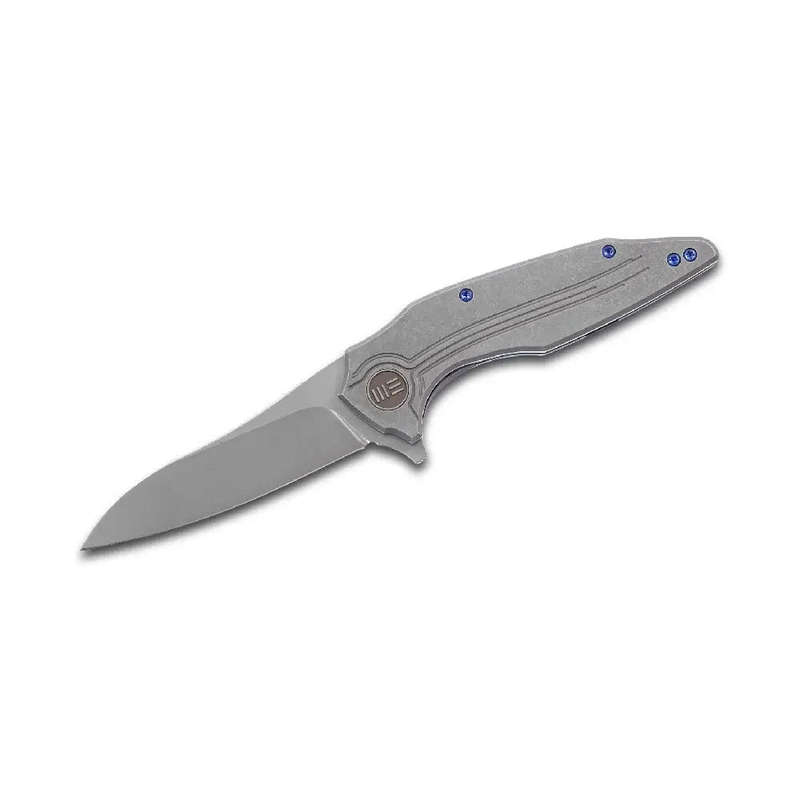 WE KNIFE BLUE TI PLAIN BLADE GRAY TITANIUM HANDLE KNIFE  806C
