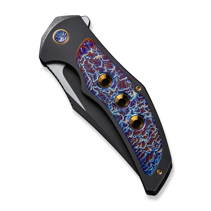 WE Knife Co., Ltd Magnetron Frame Lock 18058-4 Black Titanium and Blue Flamed Titanium CPM 20C...