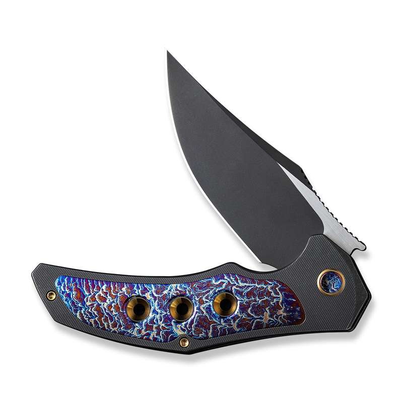 WE Knife Co., Ltd Magnetron Frame Lock 18058-4 Black Titanium and Blue Flamed Titanium CPM 20C...