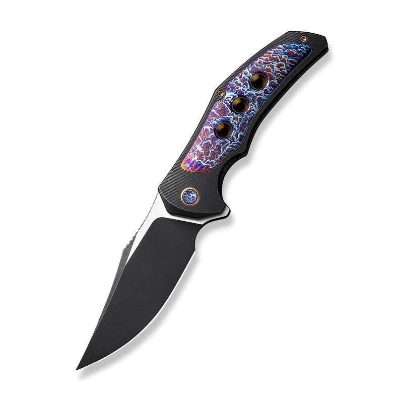 WE Knife Co., Ltd Magnetron Frame Lock 18058-4 Black Titanium and Blue Flamed Titanium CPM 20C...