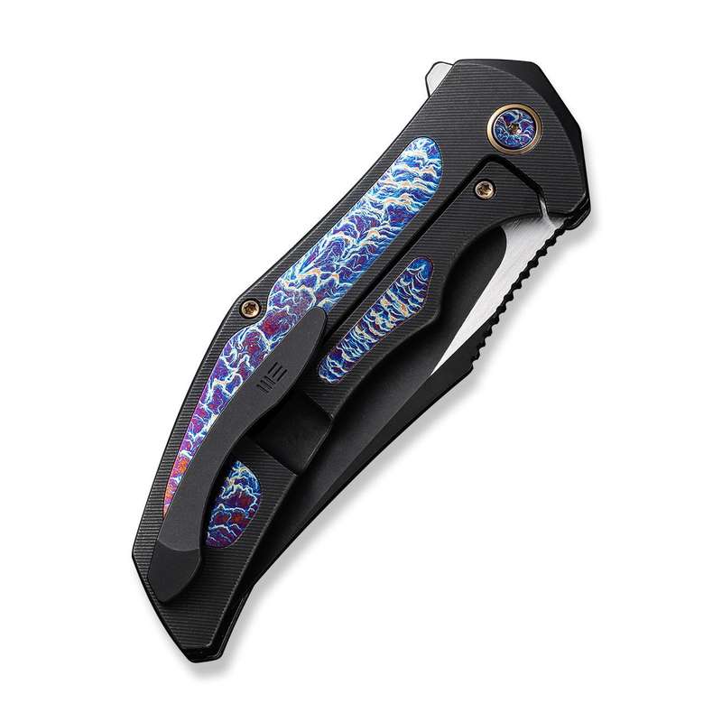 WE Knife Co., Ltd Magnetron Frame Lock 18058-4 Black Titanium and Blue Flamed Titanium CPM 20C...