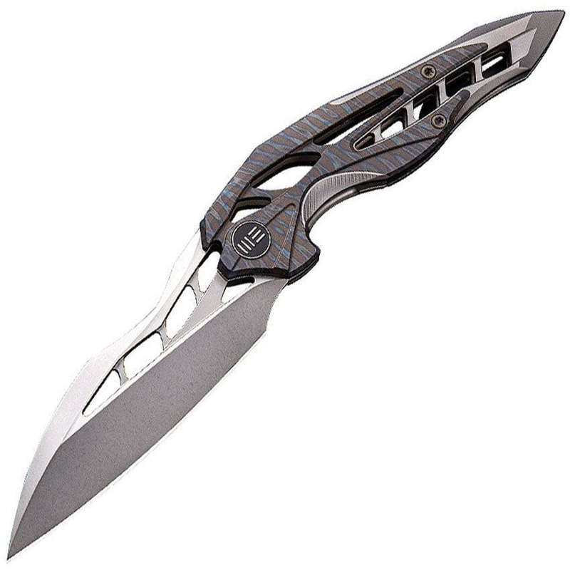WEKnife 906F combo FLAMED/GRAY TI HANDLE STONEWASH BOHLER M390 BLADE SATIN