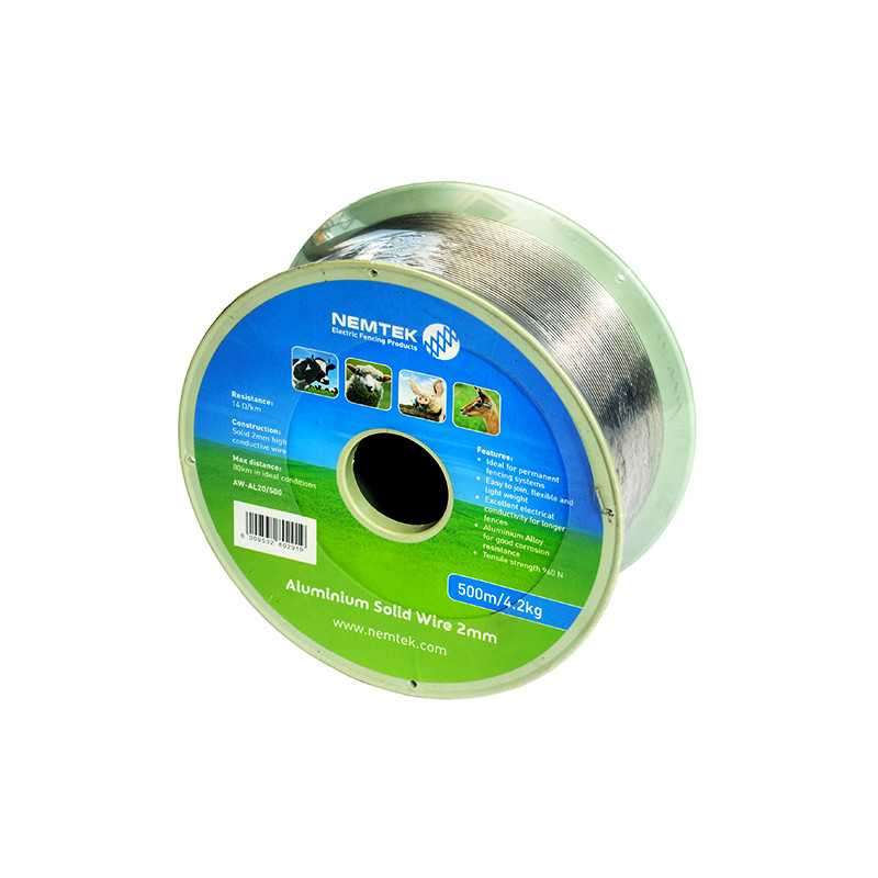 Nemtek Aluminium Solid Wire 2.0mm 500m 3.3Kg EF44-15 - High Conductivity Fence Wire