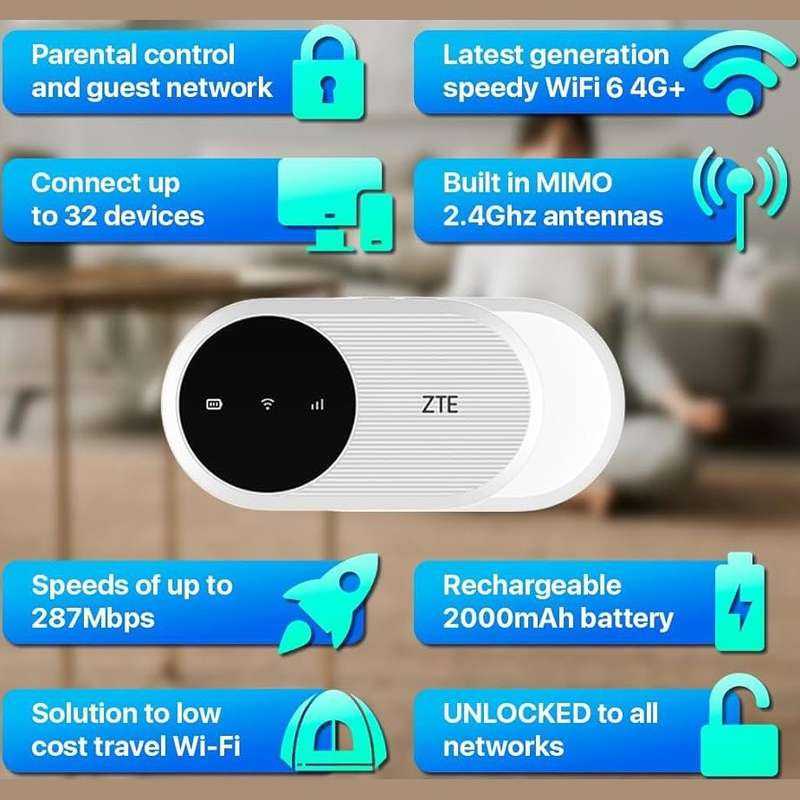 ZTE Mobile Wi-Fi U10Pro 4G LTE Router - White for High-Speed Connectivity