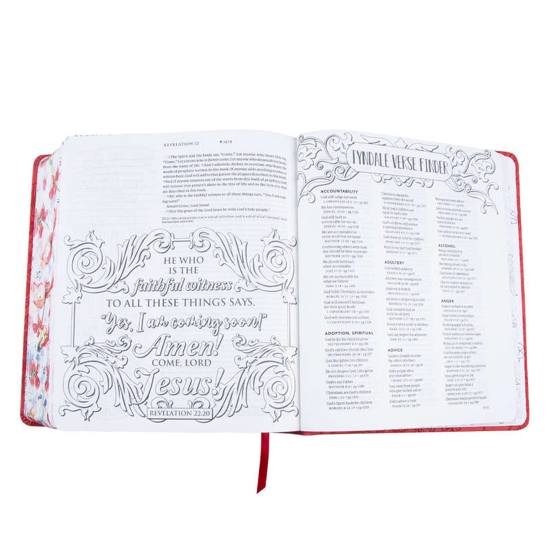NLT Coral Blooms Faux Leather Inspire Faith Filament Bible