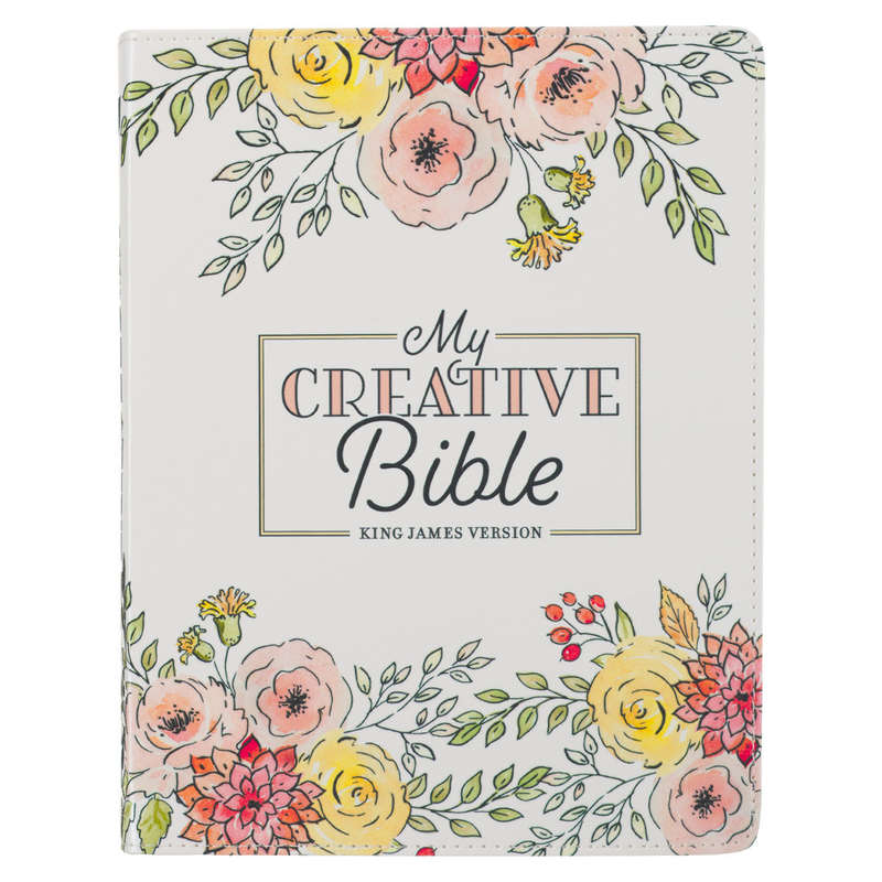 KJV White Floral Faux Leather Flexcover My Creative Bible
