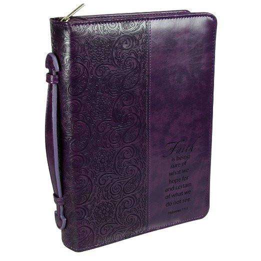 Purple "Faith" Bible/Book Cover - Hebrews 11:1 (Medium)