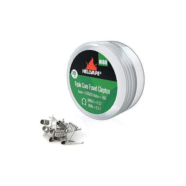 Hellvape NI80 Pre-Built Coils - Triple Core Fused Clapton - 10 Piece
