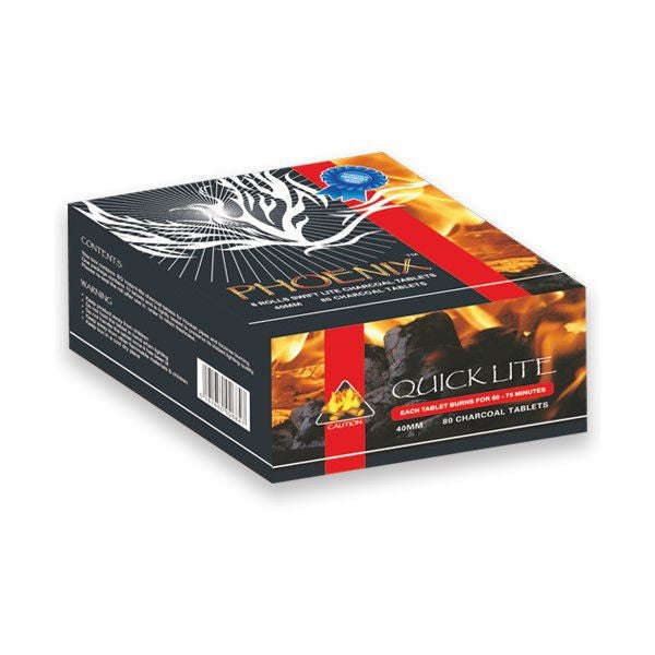 Phoenix Quick-lite 38mm Hookah Hubbly Bubbly Coals - 80 Piece