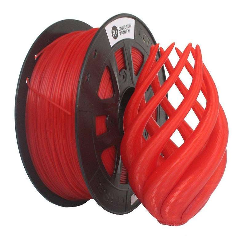 Transparent Red PLA 3D Printer Filament 1.75mm 1kg