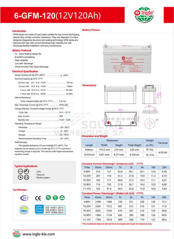 120Ah 12v Ingle German AGM Deep Cycle Gel Battery