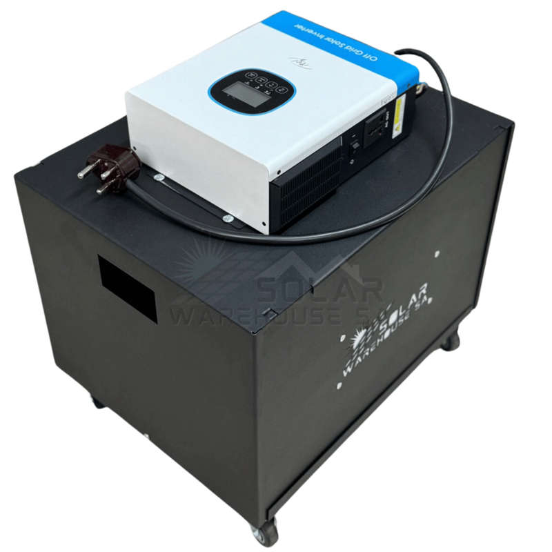1KVA 1000W Solar Ready Hybrid Inverter Steel Trolley + 100AH Deep Cycle AGM Battery Portable Plug...