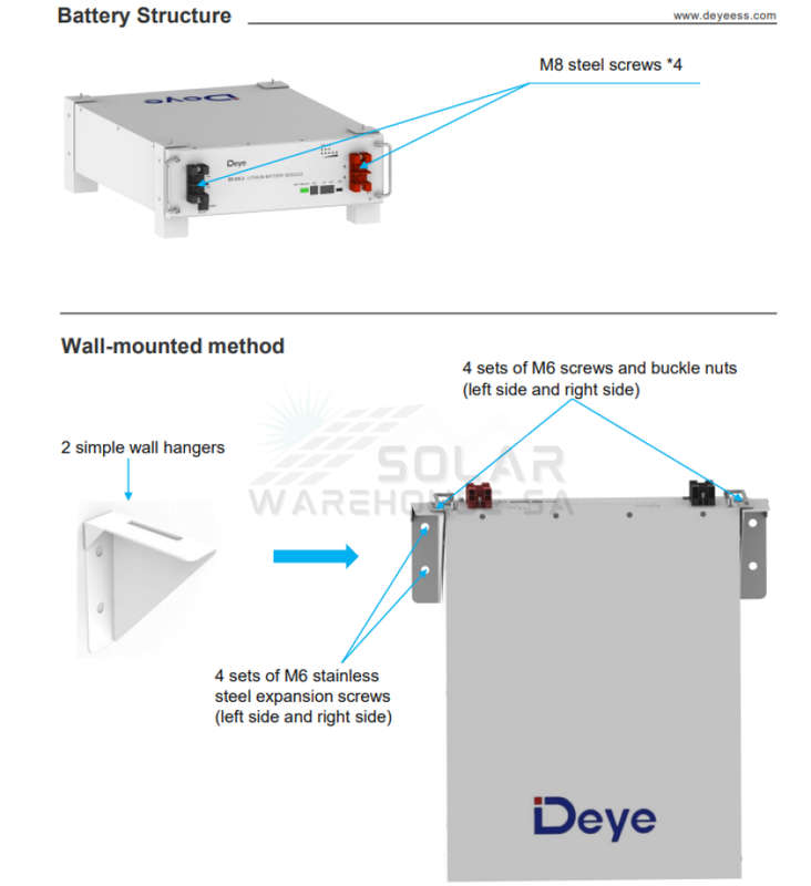 Deye Battery Lithium Ion Low Voltage 5.32Kwh 51.2V 104Ah