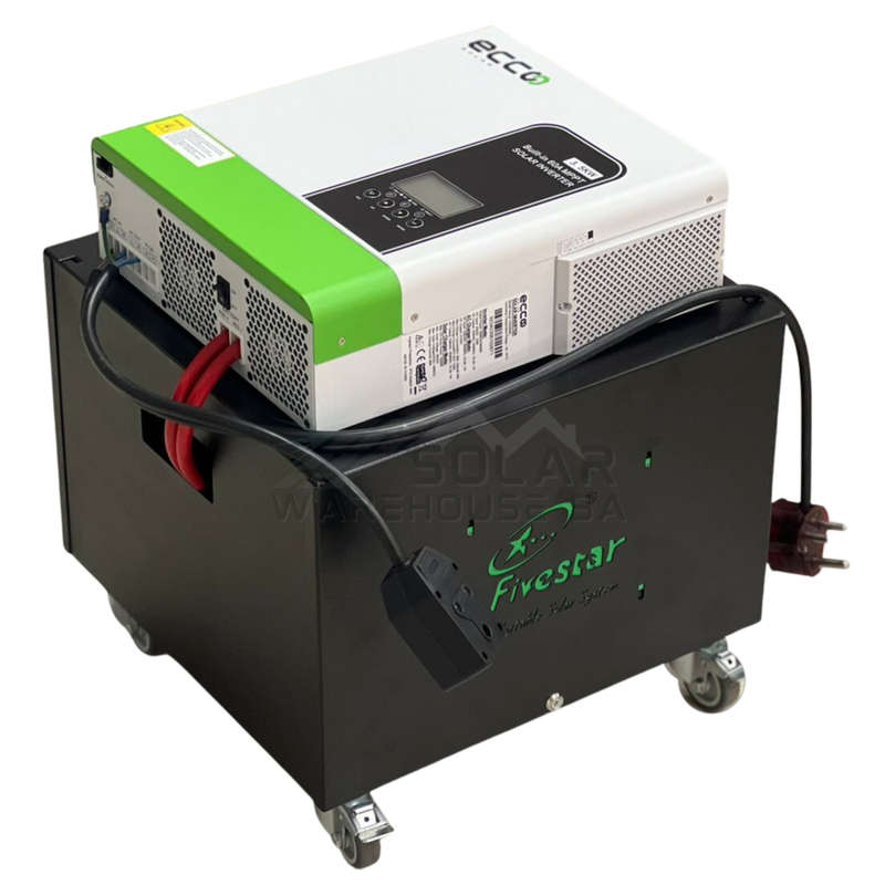 Ecco 3500VA / 3500W Solar Ready MPPT Hybrid Inverter Trolley 2x 120AH Deep Cycle Gel Battery