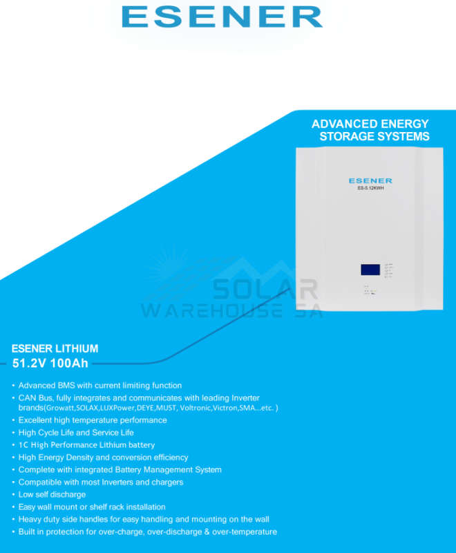 ESENER Lithium Battery 51.2v 100ah 5.12kwh
