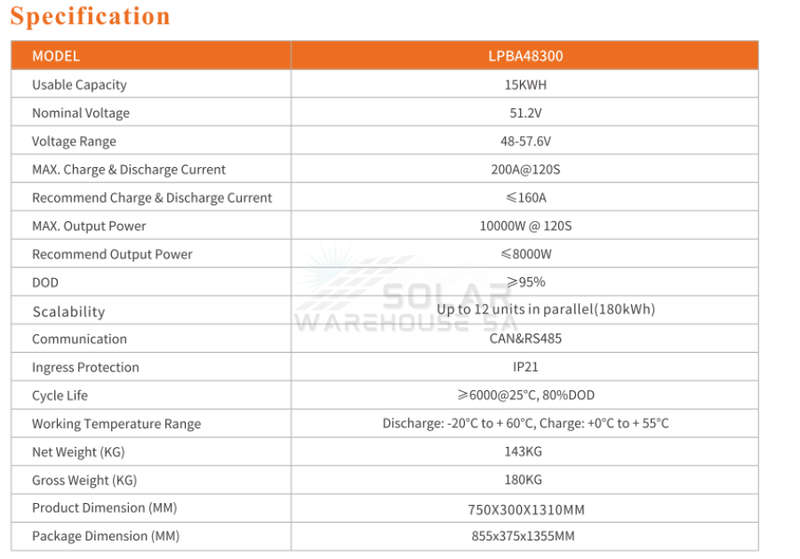 Felicity Solar 48V 15kwh Lithium Battery (7 Years Warranty)