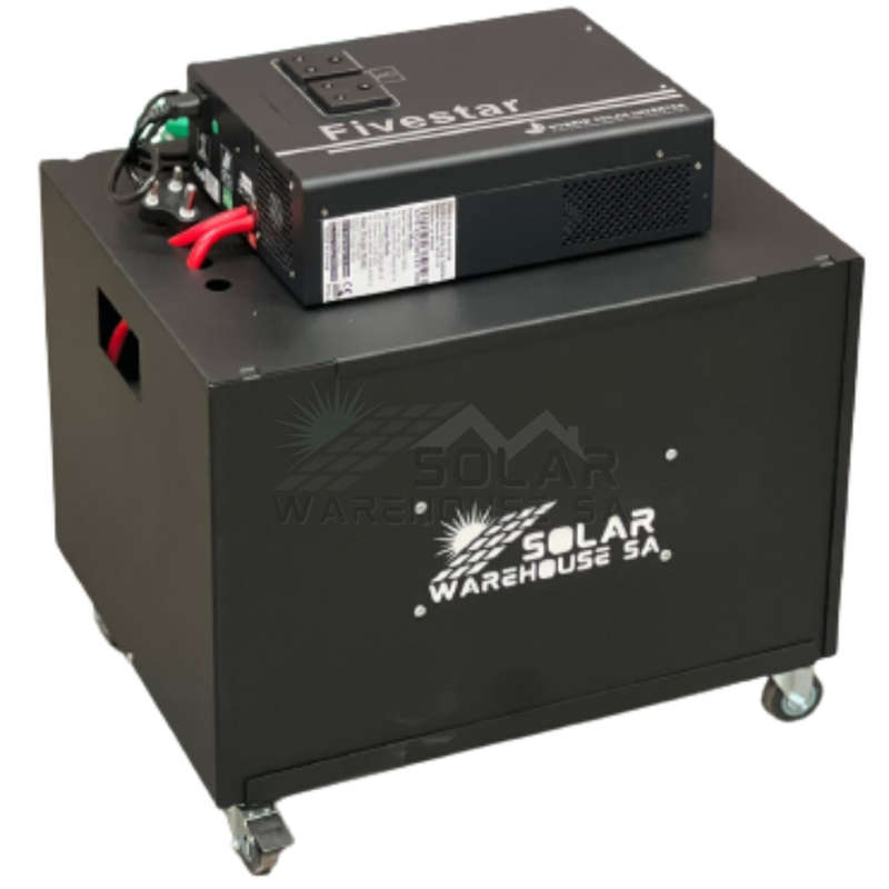 Fivestar 2000w 24v Hybrid Ups Solar Ready Inverter Trolley 2x 120Ah Deep Cycle Gel Battery