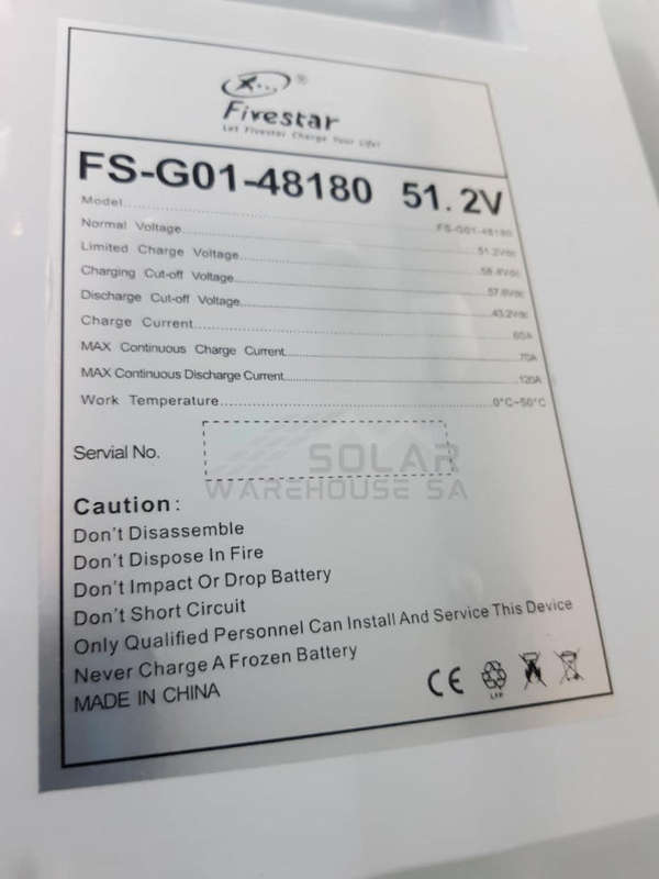 FiveStar 51.2V 180AH 9.2Kwh Lithium Battery