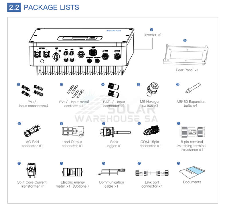 Single-phase hybrid inverter Sofar Solar 6 kVA - HYD6000-EP IP65