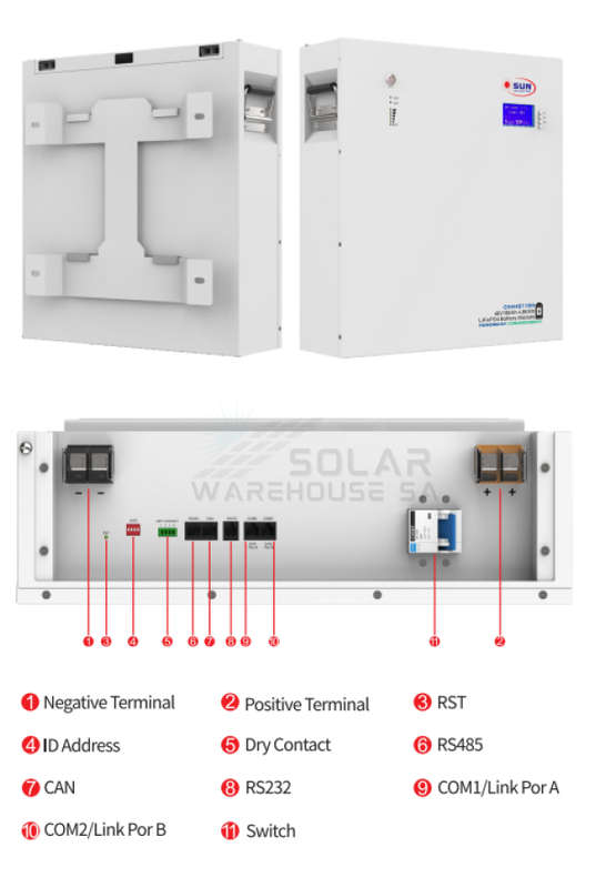 Sun Solar 48v 100ah 4.8kWh A-Grade Lithium Battery CNN4811RN
