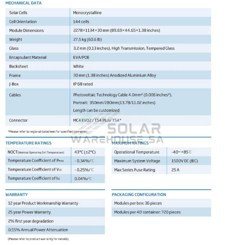 Trinasolar 550W-TSM-DE18 Vertex Monocrystalline Panel 6 Pack