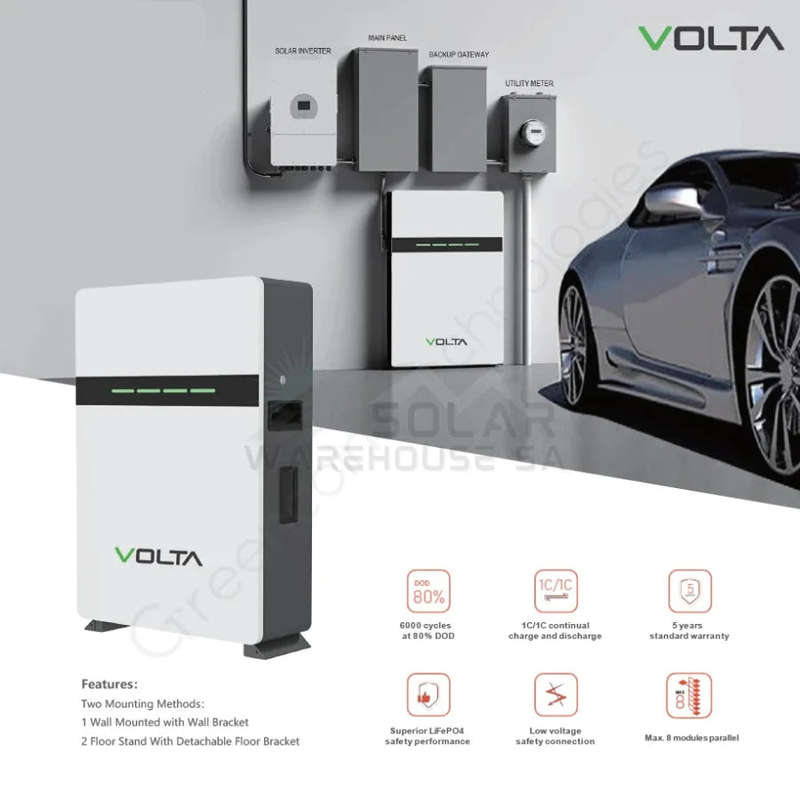 Volta Batteries 51.2V 202AH Wall Mounted LiFePO4 10.24KWH Stage 3