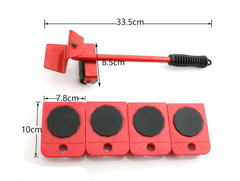 Furniture Lifter & Slides Mover Rollers Set - Red