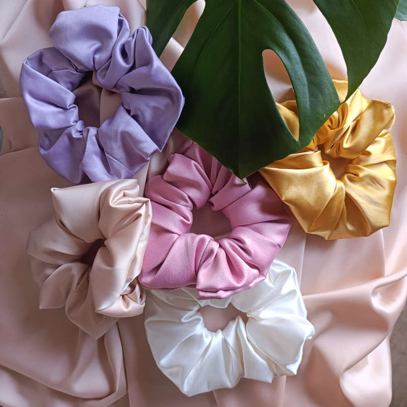 Satin Scrunchies - Gentle on Hair and Stylish - 5 Pack