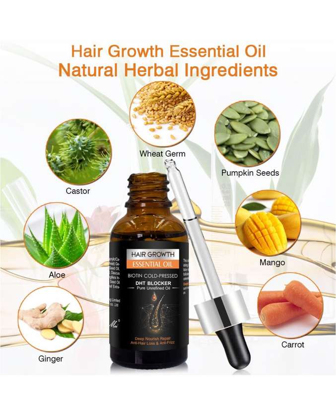 Hair Growth Essential Oil Biotin Cold-Pressed DHT Blocker