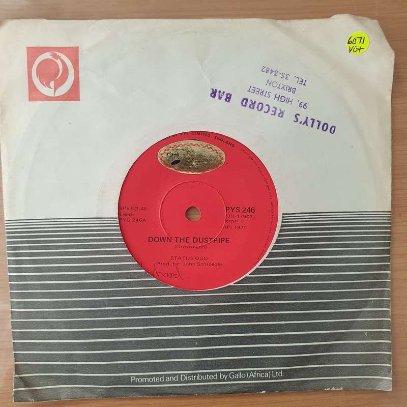 Status Quo  Down The Dustpipe - Vinyl 7" Record - Very-Good+ Quality (VG+) (verygoodplus)