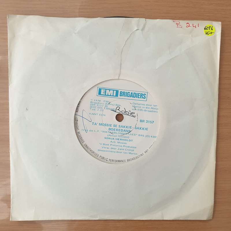 Sonja Herholdt  Ta'mossie Se Sakkie - Sakkie Boeredans - Vinyl 7" Record - Very-Good+ Quality ...