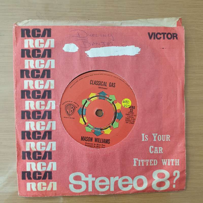 Mason Williams  Classical Gas / Long Time Blues - Vinyl 7" Record - Very-Good+ Quality (VG+) (...
