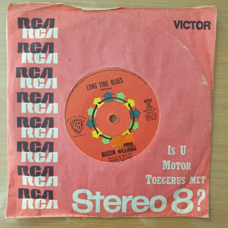 Mason Williams  Classical Gas / Long Time Blues - Vinyl 7" Record - Very-Good+ Quality (VG+) (...