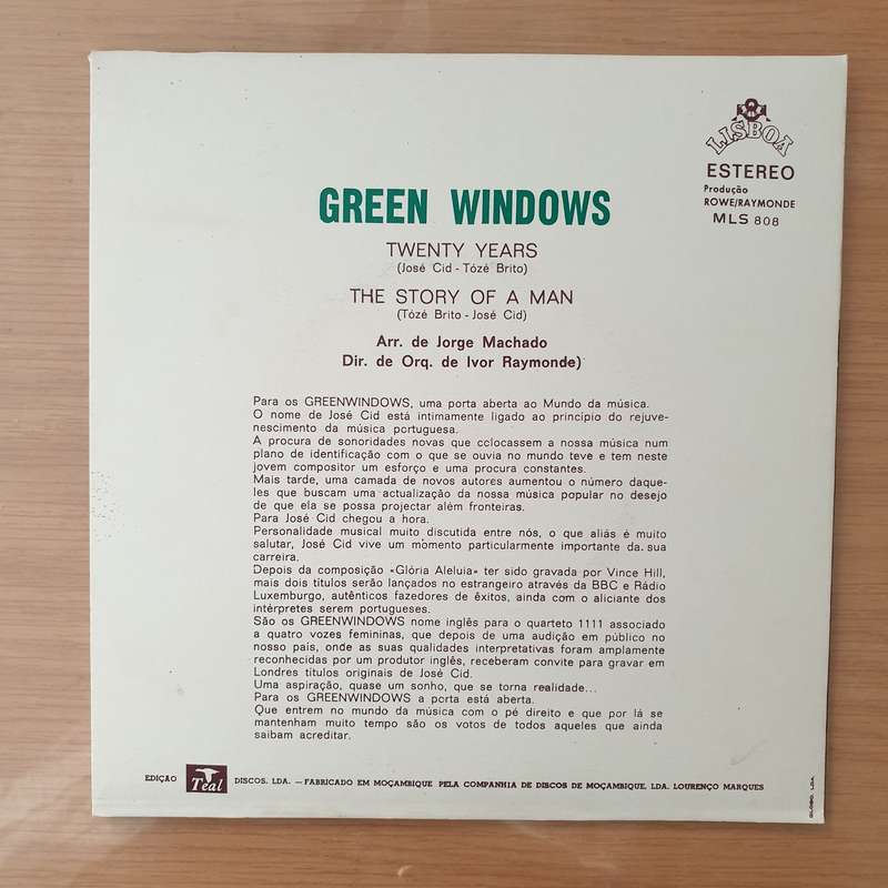Green Windows  Twenty Years (Versão Portuguesa) - Vinyl 7" Record - Very-Good+ Quality (VG+) ...