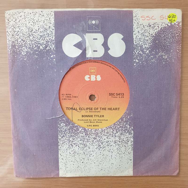 Bonnie Tyler  Total Eclipse Of The Heart - Vinyl 7" Record - Very-Good+ Quality (VG+) (Aryeh)
