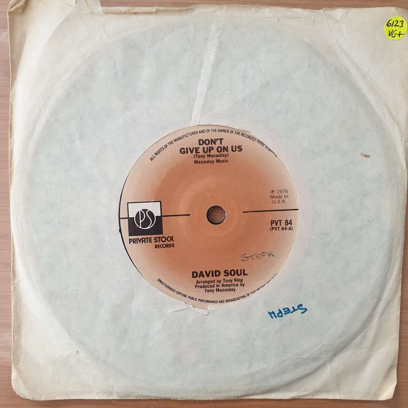 David Soul  Don't Give Up On Us - Vinyl 7" Record - Very-Good+ Quality (VG+) (Aryeh)