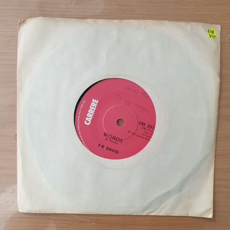 F-R David  Words - Vinyl 7" Record - Very-Good+ Quality (VG+) (Aryeh)