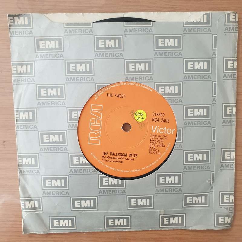 The Sweet  The Ballroom Blitz - Vinyl 7" Record - Very-Good+ Quality (VG+) (Aryeh)
