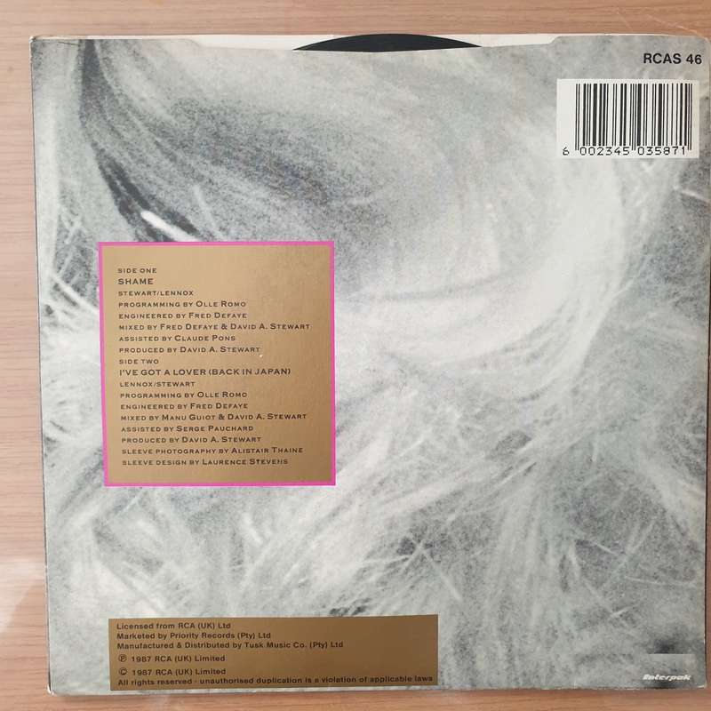 Eurythmics  Shame - Vinyl 7" Record - Very-Good+ Quality (VG+) (verygoodplus7)
