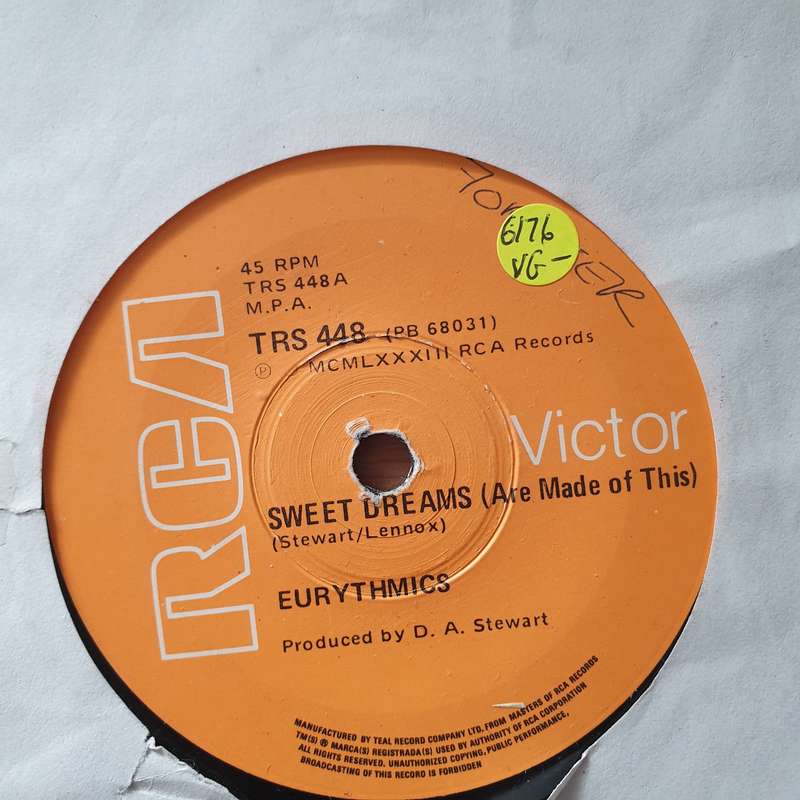 Eurythmics  Sweet Dreams (Are Made Of This)  - Vinyl 7" Record - Very-Good- Quality (VG-) (min...