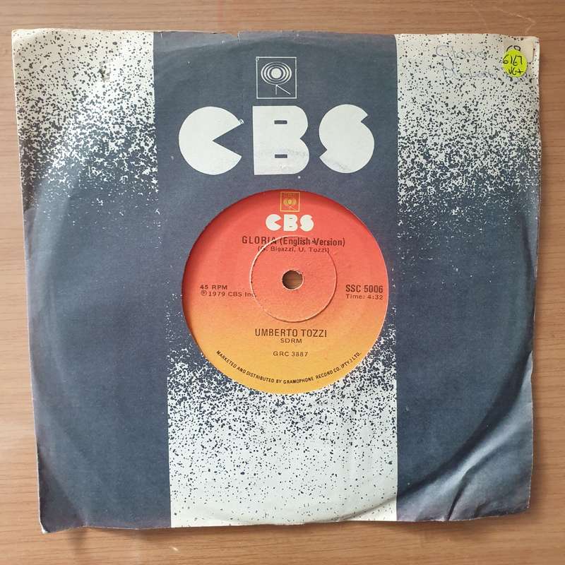 Umberto Tozzi  Gloria - Vinyl 7" Record - Very-Good+ Quality (VG+) (verygoodplus7)