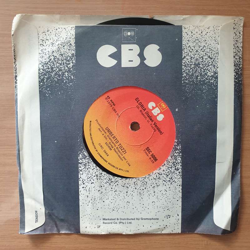 Umberto Tozzi  Gloria - Vinyl 7" Record - Very-Good+ Quality (VG+) (verygoodplus7)
