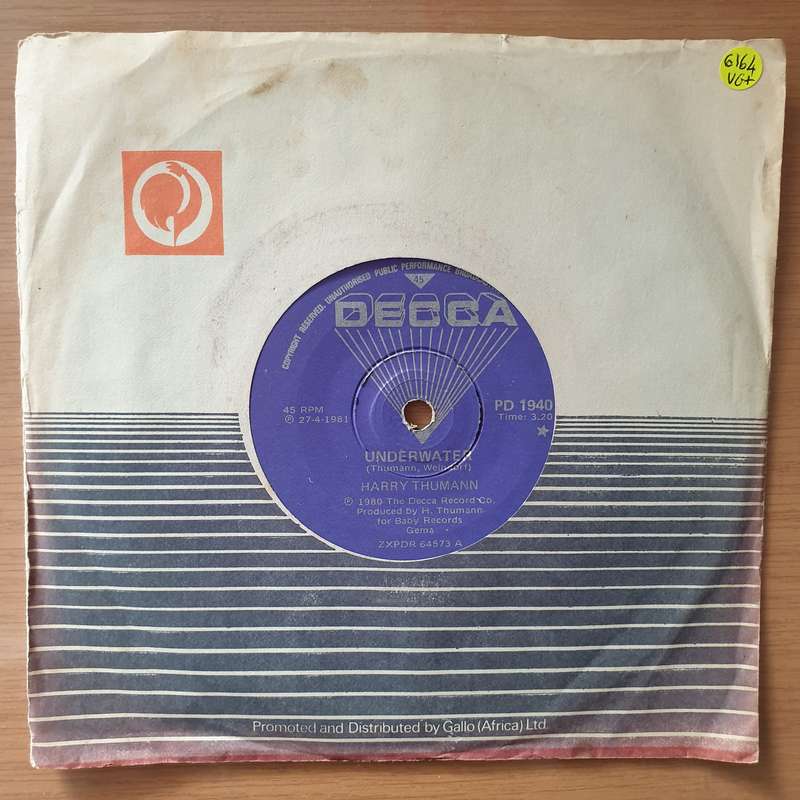 Harry Thumann  Underwater - Vinyl 7" Record - Very-Good+ Quality (VG+) (verygoodplus7) (D)