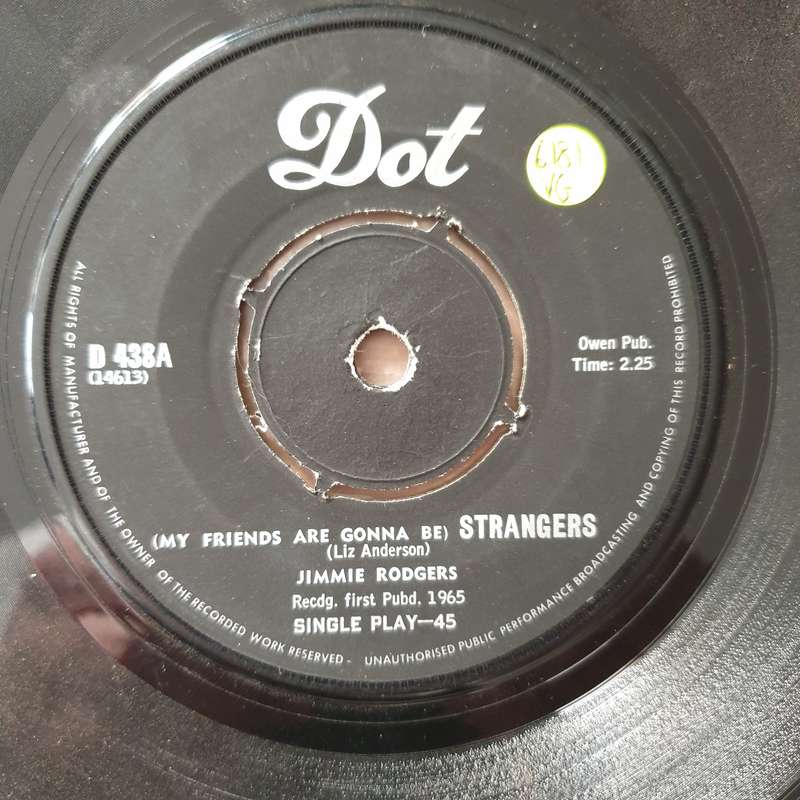 Jimmie Rodgers - My Friends are Gonna be Strangers - Vinyl 7" Record - Very-Good Quality (VG)  (v...