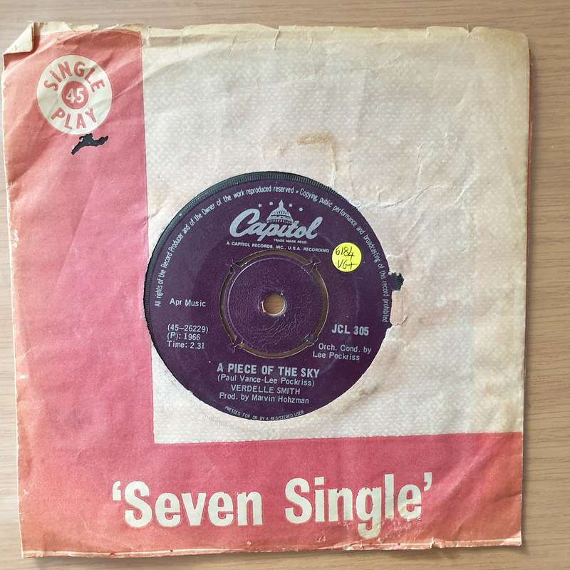 Verdelle Smith  Tar And Cement / A Piece Of The Sky - Vinyl 7" Record - Very-Good+ Quality (VG...