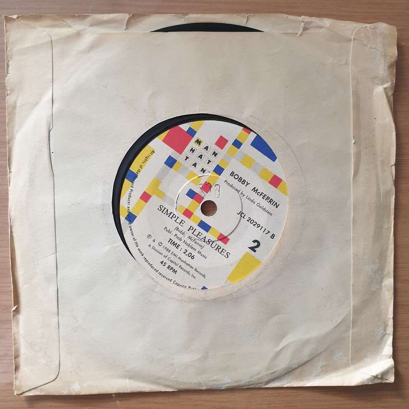 Bobby McFerrin  Don't Worry, Be Happy  - Vinyl 7" Record - Very-Good+ Quality (VG+) (verygo...