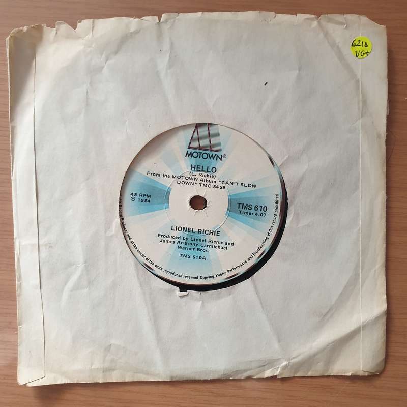Lionel Richie  Hello / You Mean More To Me  - Vinyl 7" Record - Very-Good+ Quality (VG+) (very...