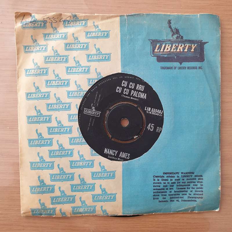 Nancy Ames  Bonsoir Cher / Cu Cu Rru Cu Cu Paloma - Vinyl 7" Record - Very-Good+ Quality (VG+)...