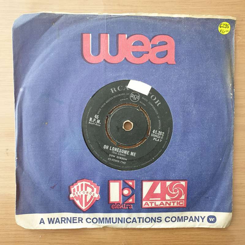 Don Gibson  Oh Lonesome Me  - Vinyl 7" Record - Very-Good- Quality (VG-) (minus7)